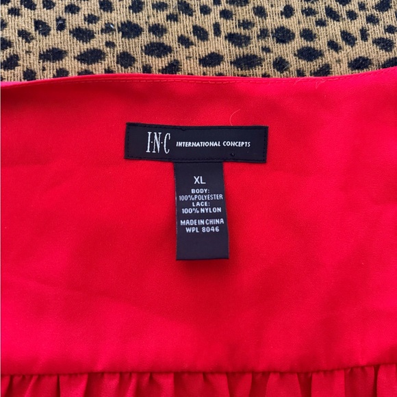 INC International Concepts Vibrant Red Lace Sleeve Blouse - Picture 6 of 6